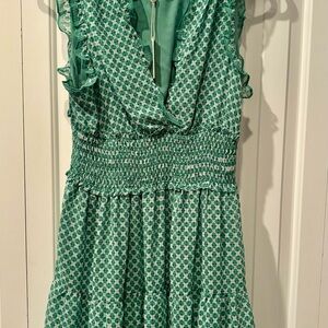 Max Studio Green Patterned Midi Dress